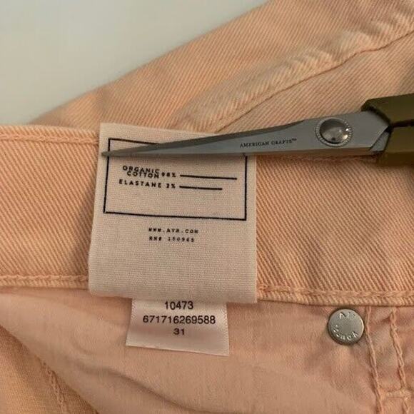 AYR Womens The Beat Drop Cropped Barrel Leg Jeans Sz 31 (35x26) Pink Peach Denim - Picture 5 of 10